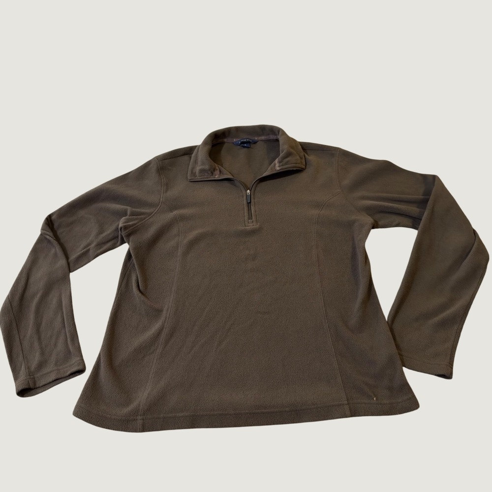 Lands End Fleece Pullover Size S 6-8 Quarter Zip Warm Layering Brown Jacket